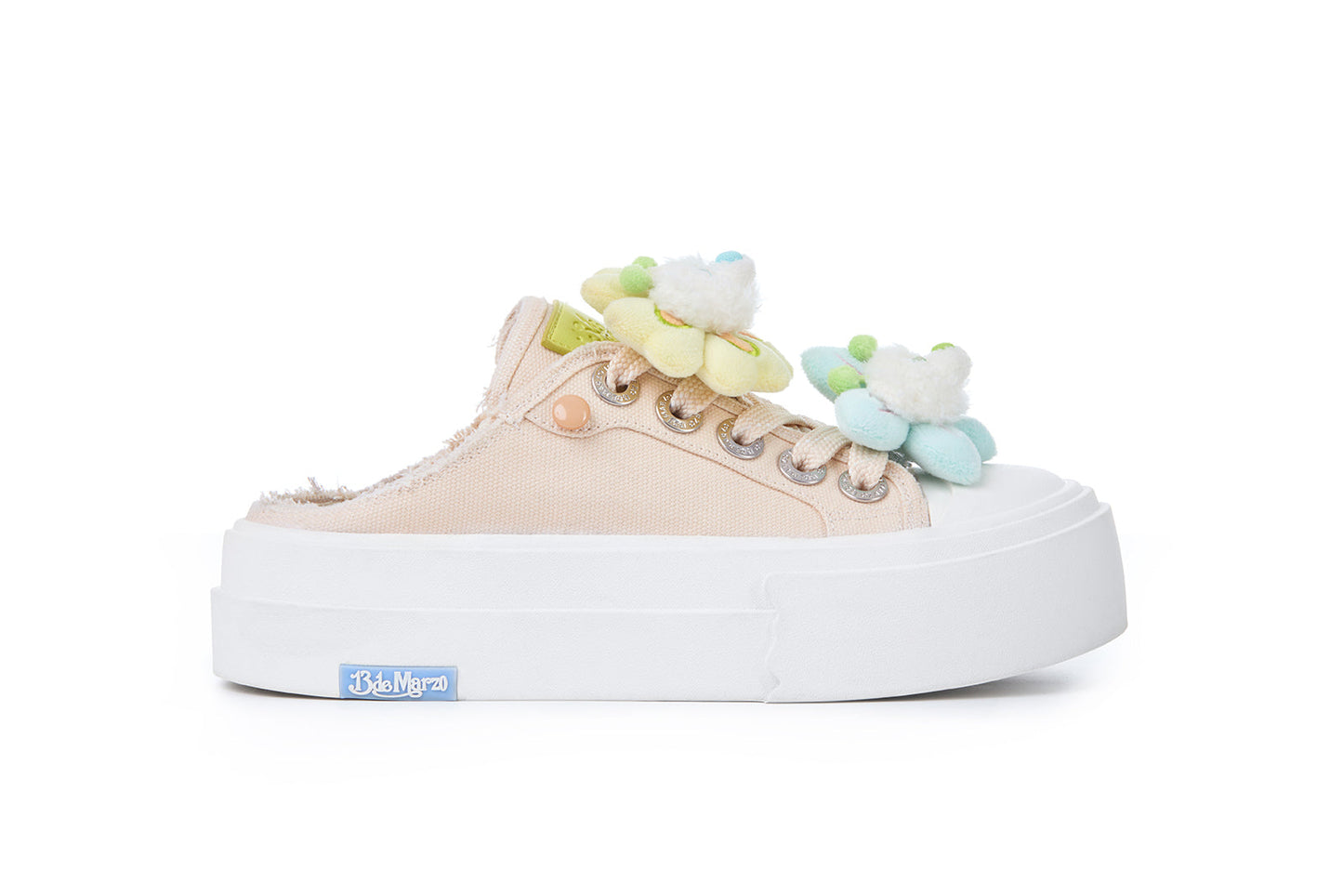 13DE MARZO Floral Butterfly Bear Backless Shoes Khaki