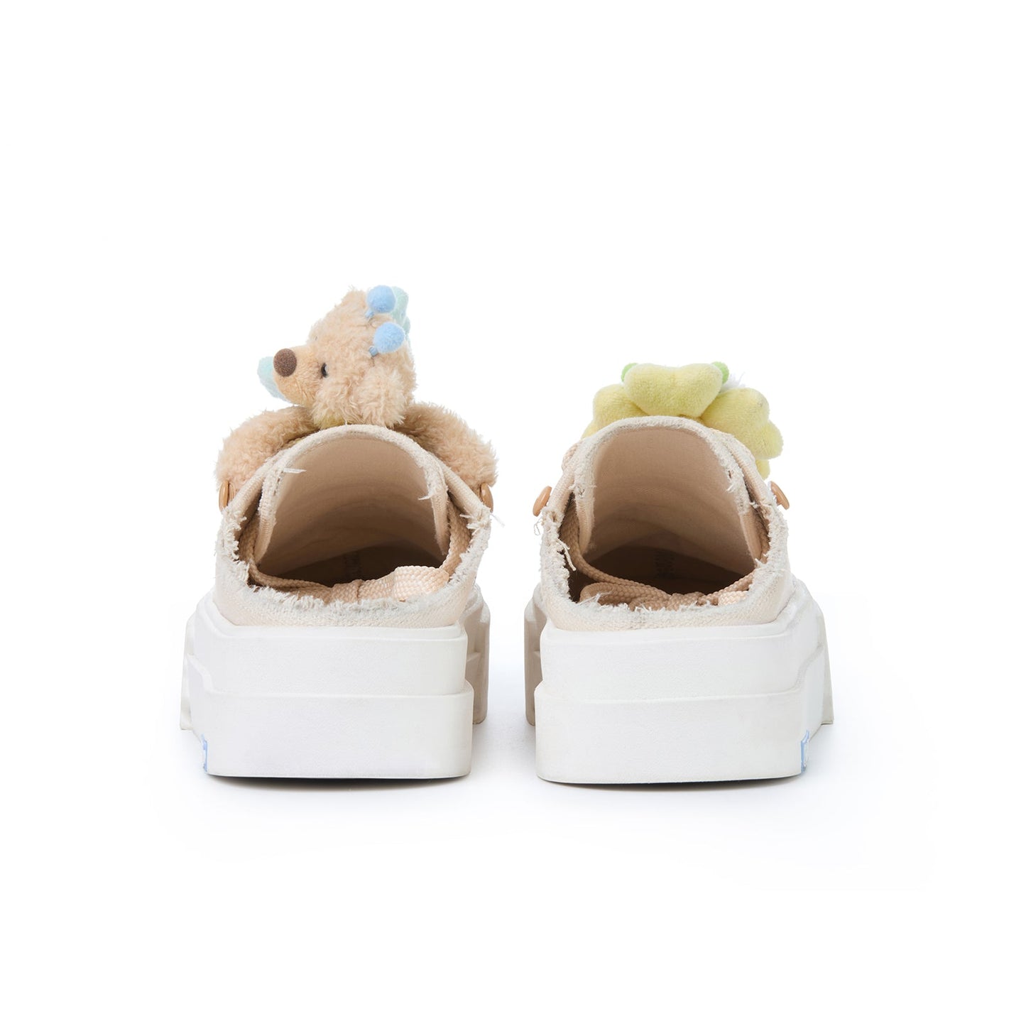 13DE MARZO Floral Butterfly Bear Backless Shoes Khaki
