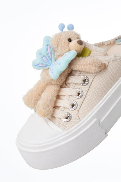 13DE MARZO Floral Butterfly Bear Backless Shoes Khaki