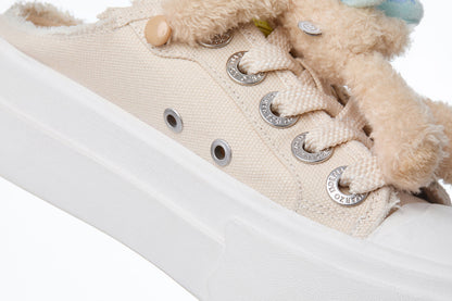 13DE MARZO Floral Butterfly Bear Backless Shoes Khaki