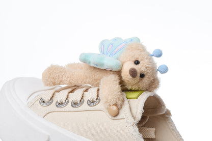 13DE MARZO Floral Butterfly Bear Backless Shoes Khaki