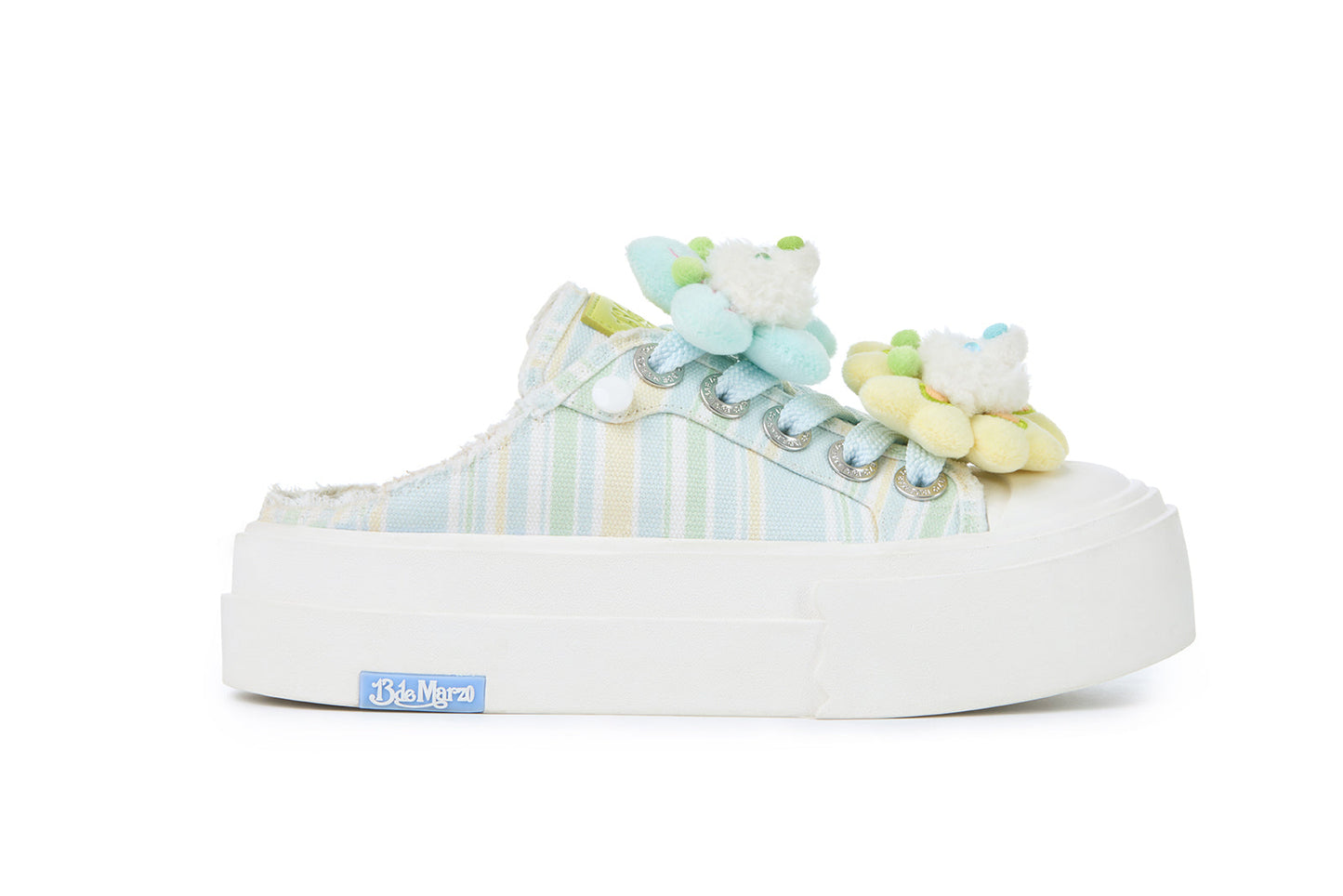 13DE MARZO Floral Butterfly Bear Backless Shoes Green