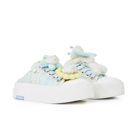 13DE MARZO Floral Butterfly Bear Backless Shoes Green