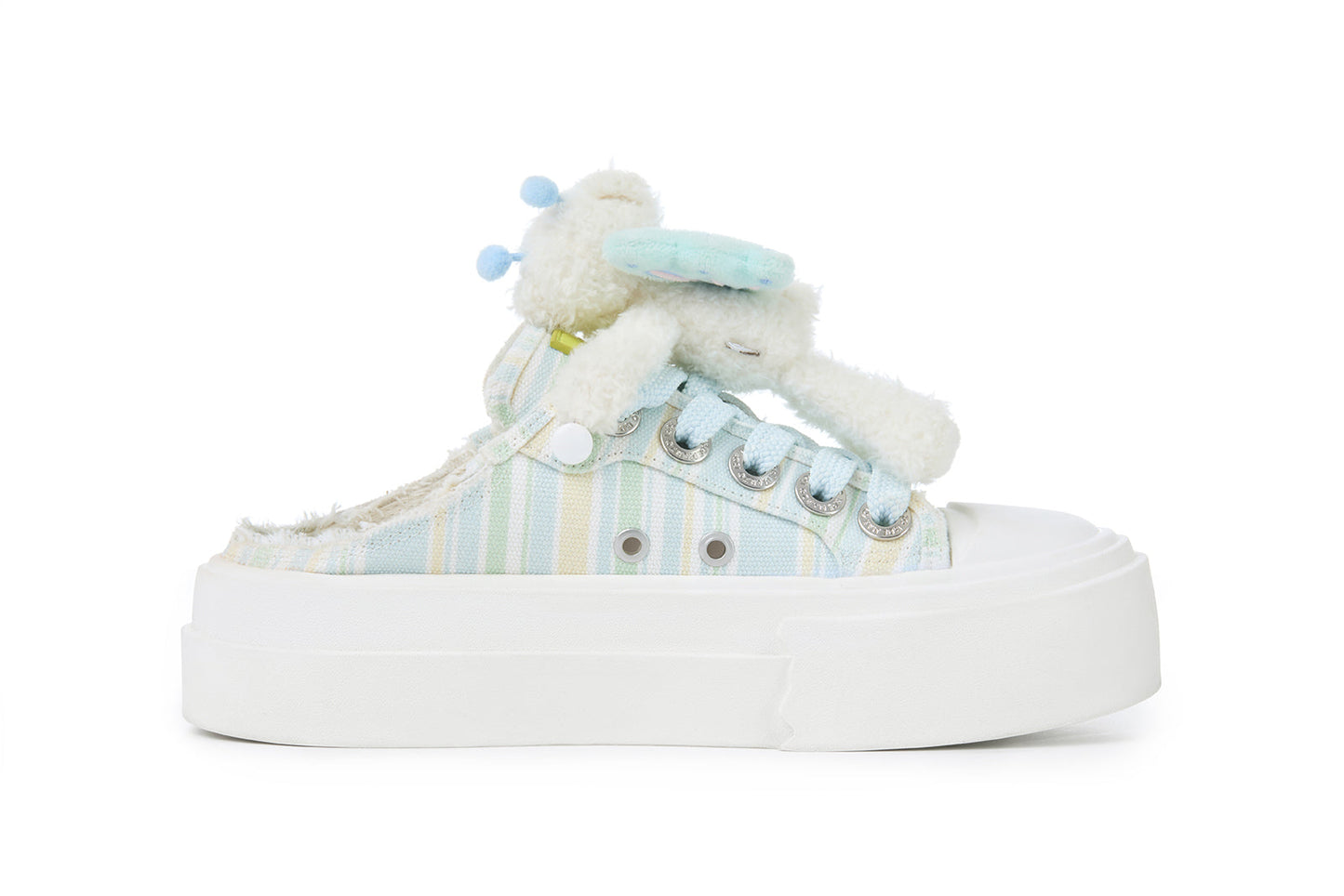13DE MARZO Floral Butterfly Bear Backless Shoes Green