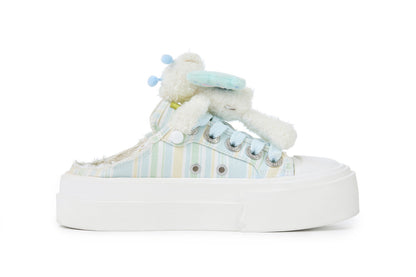 13DE MARZO Floral Butterfly Bear Backless Shoes Green
