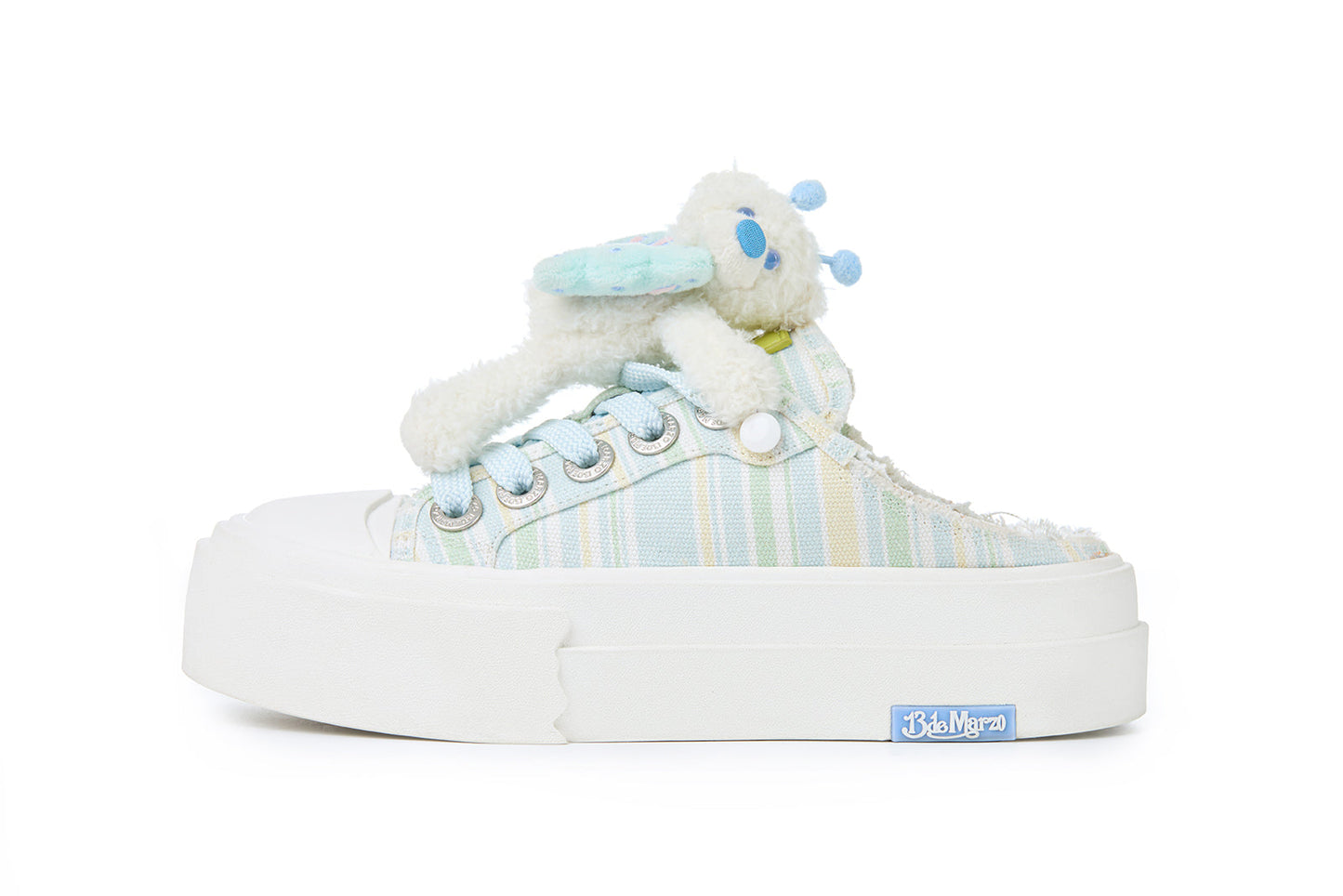 13DE MARZO Floral Butterfly Bear Backless Shoes Green