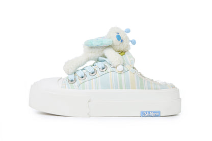 13DE MARZO Floral Butterfly Bear Backless Shoes Green