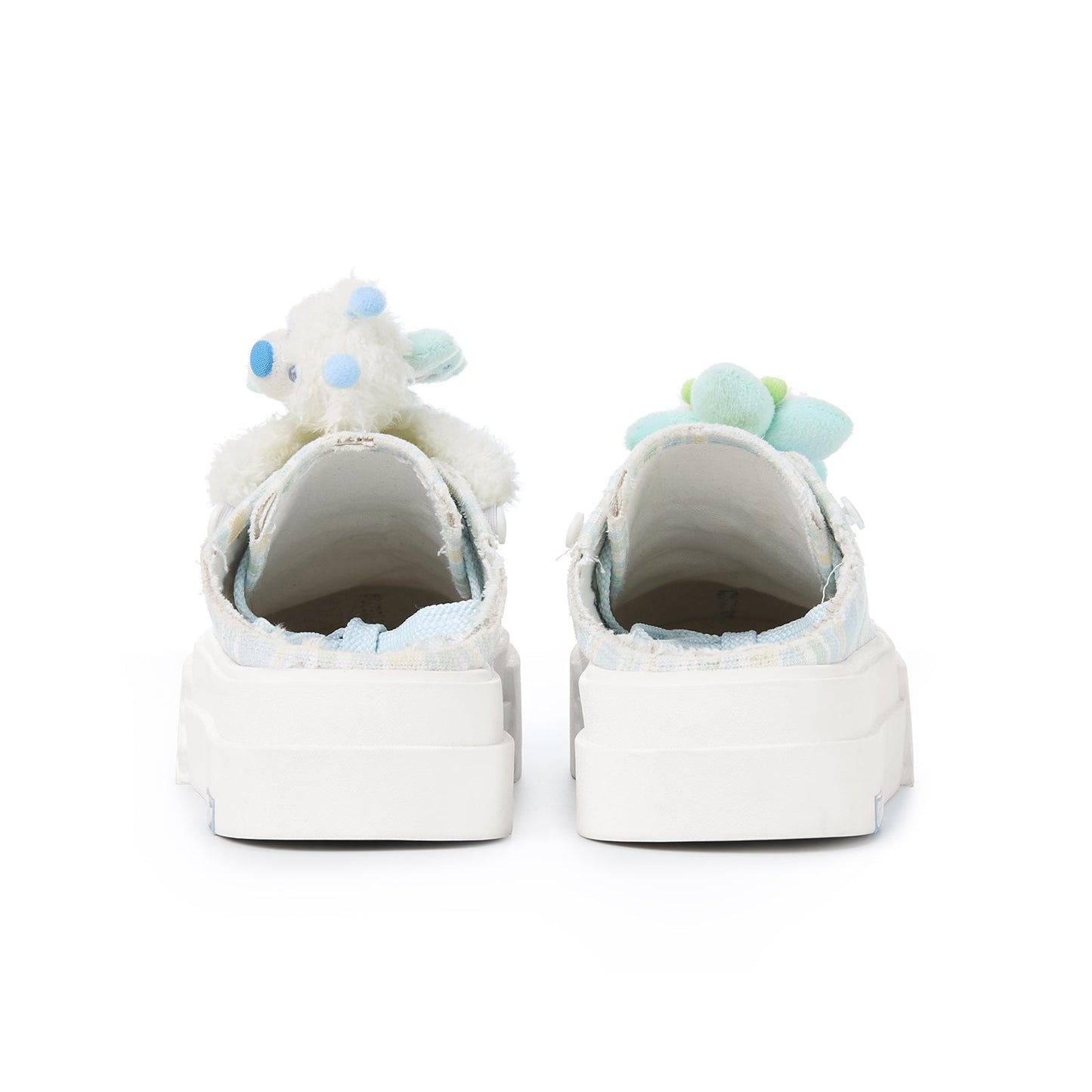 13DE MARZO Floral Butterfly Bear Backless Shoes Green