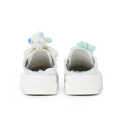 13DE MARZO Floral Butterfly Bear Backless Shoes Green