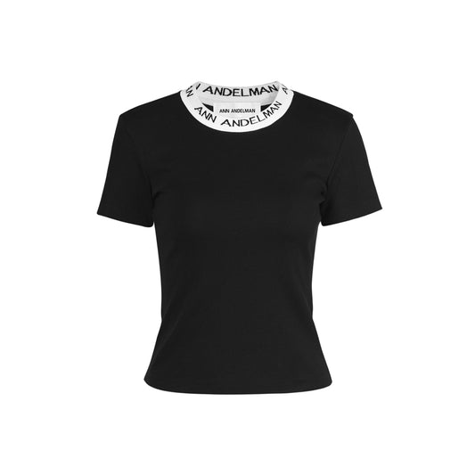 Ann Andelman Collar Logo Slim Fit Top Black