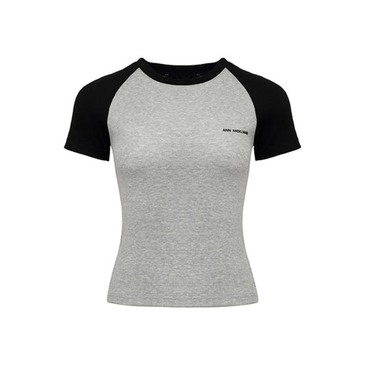 Ann Andelman Slim Fit Raglan Logo T-Shirt Grey