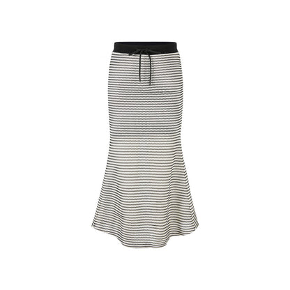 Herlian Striped Drawstring Hollow Knitted Fishtail Skirt