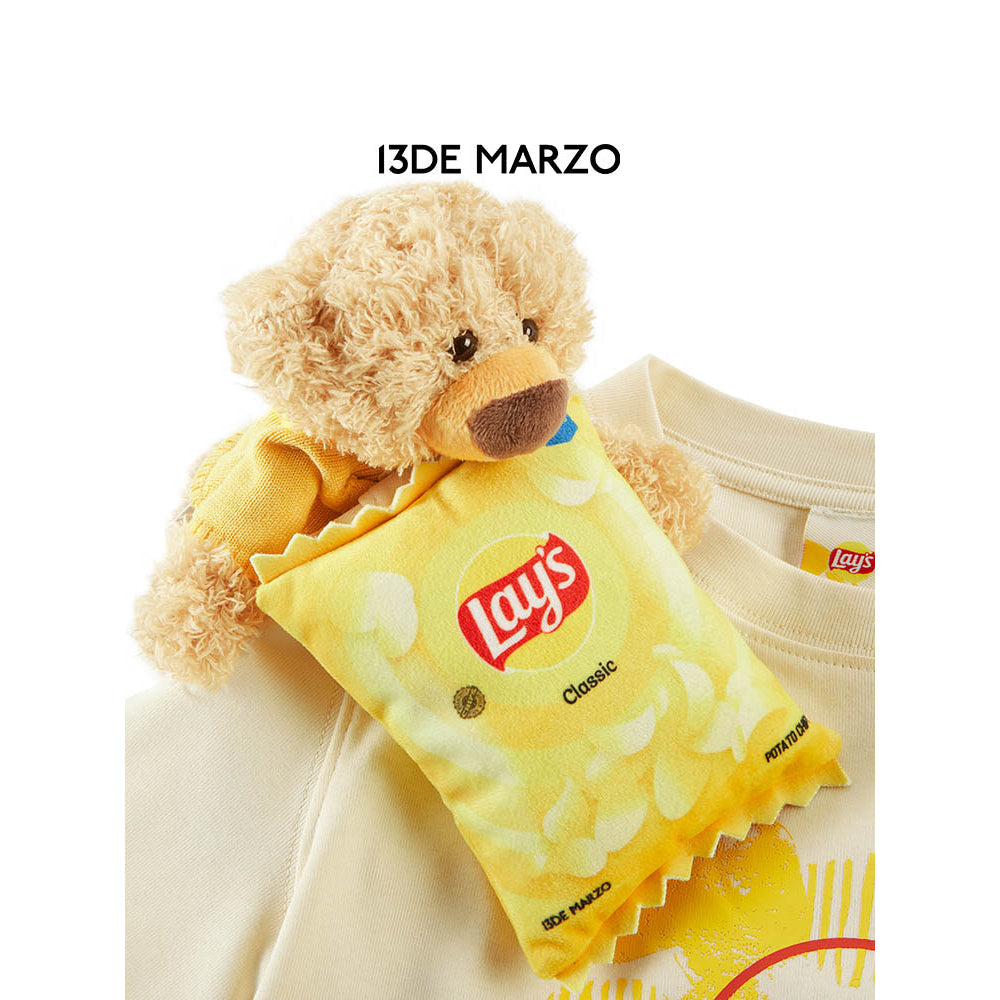 13DE MARZO X Lay's Bear Laced Top Beige