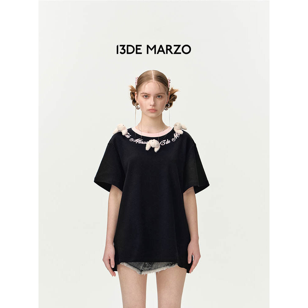 13DE MARZO Doozoo Logo Round Neck T-Shirt Black