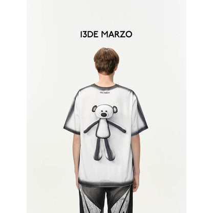 13DE MARZO Thick Outline Sketch T-Shirt White