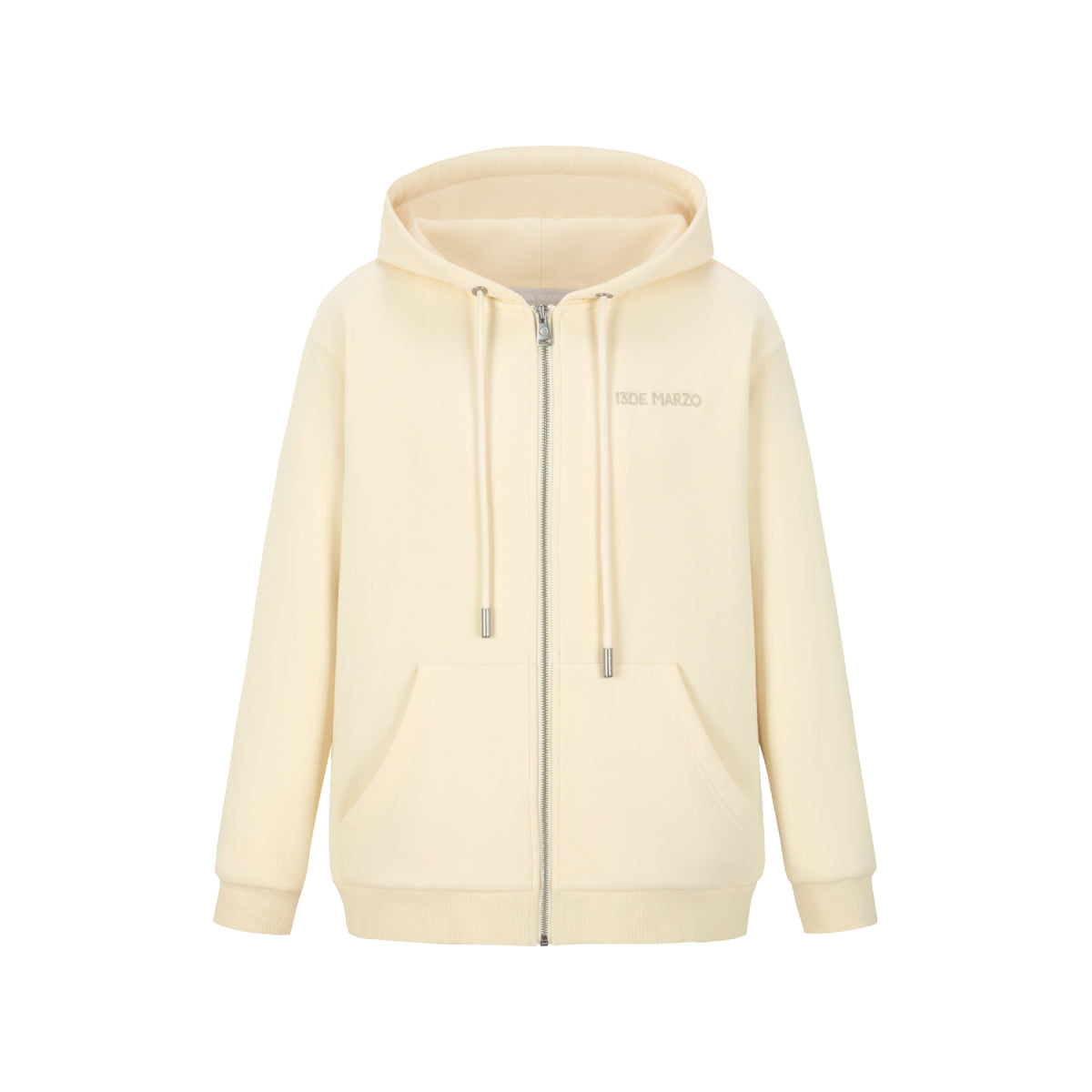 13DE MARZO Doozoo Logo Zip Up Hoodie Beige