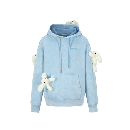 13DE MARZO Doozoo Washed Faded Hoodie Blue