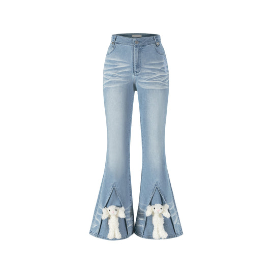 13DE MARZO Doozoo Bell-Bottoms Jeans Washed Blue