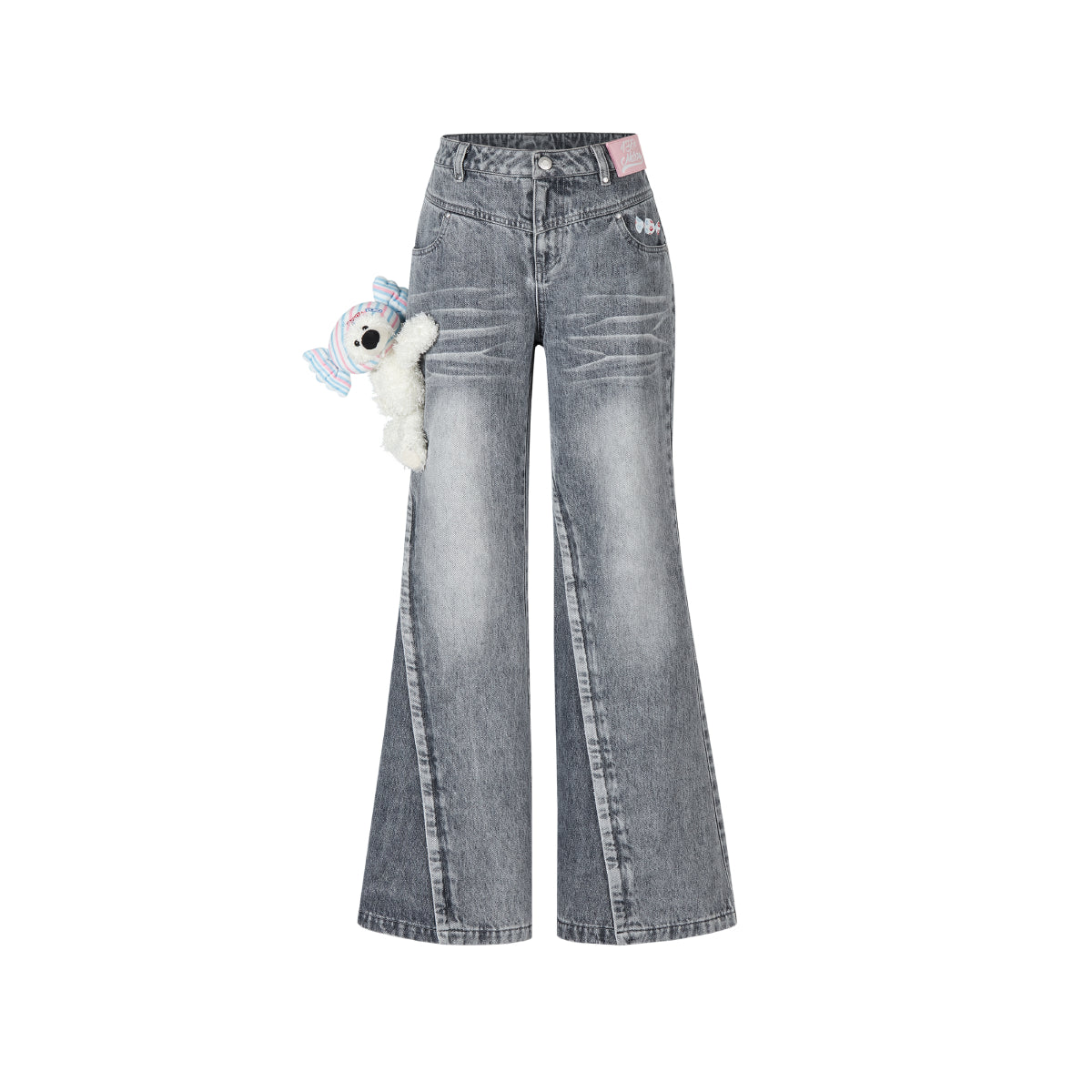 13DE MARZO X PEKO Fujiya Sweets Bear Flare Jeans Gray