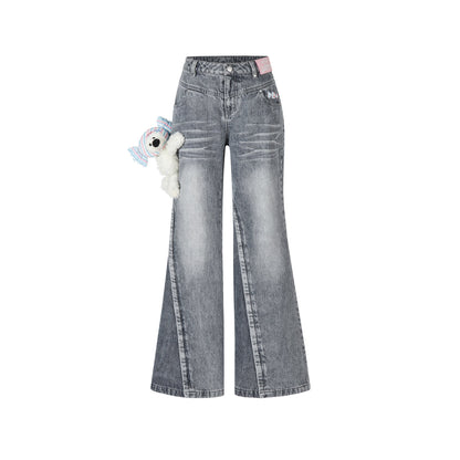 13DE MARZO X PEKO Fujiya Sweets Bear Flare Jeans Gray