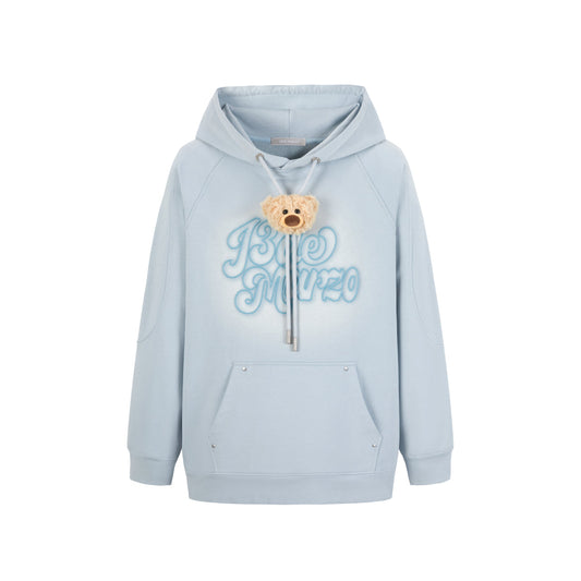 13DE MARZO Bear Spotlight Logo Hoodie Blue