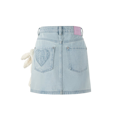 13DE MARZO Doozoo Heart Logo Denim Skirt Blue