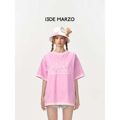 13DE MARZO Thick Outline Sketch T-Shirt Pink