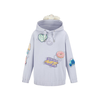 13DE MARZO Bear Velcro Badge Hoodie Purple