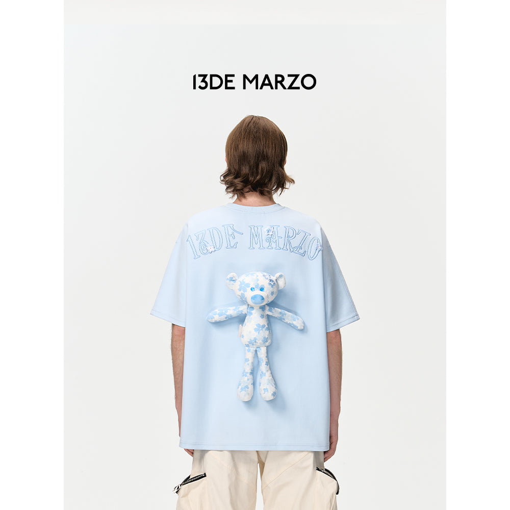 13DE MARZO Plush Sakura Bear Limited T-Shirt Blue