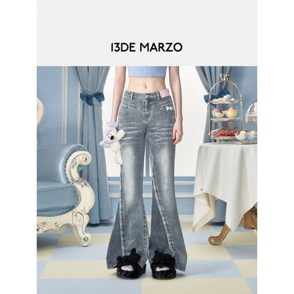 13DE MARZO X PEKO Fujiya Sweets Bear Flare Jeans Gray