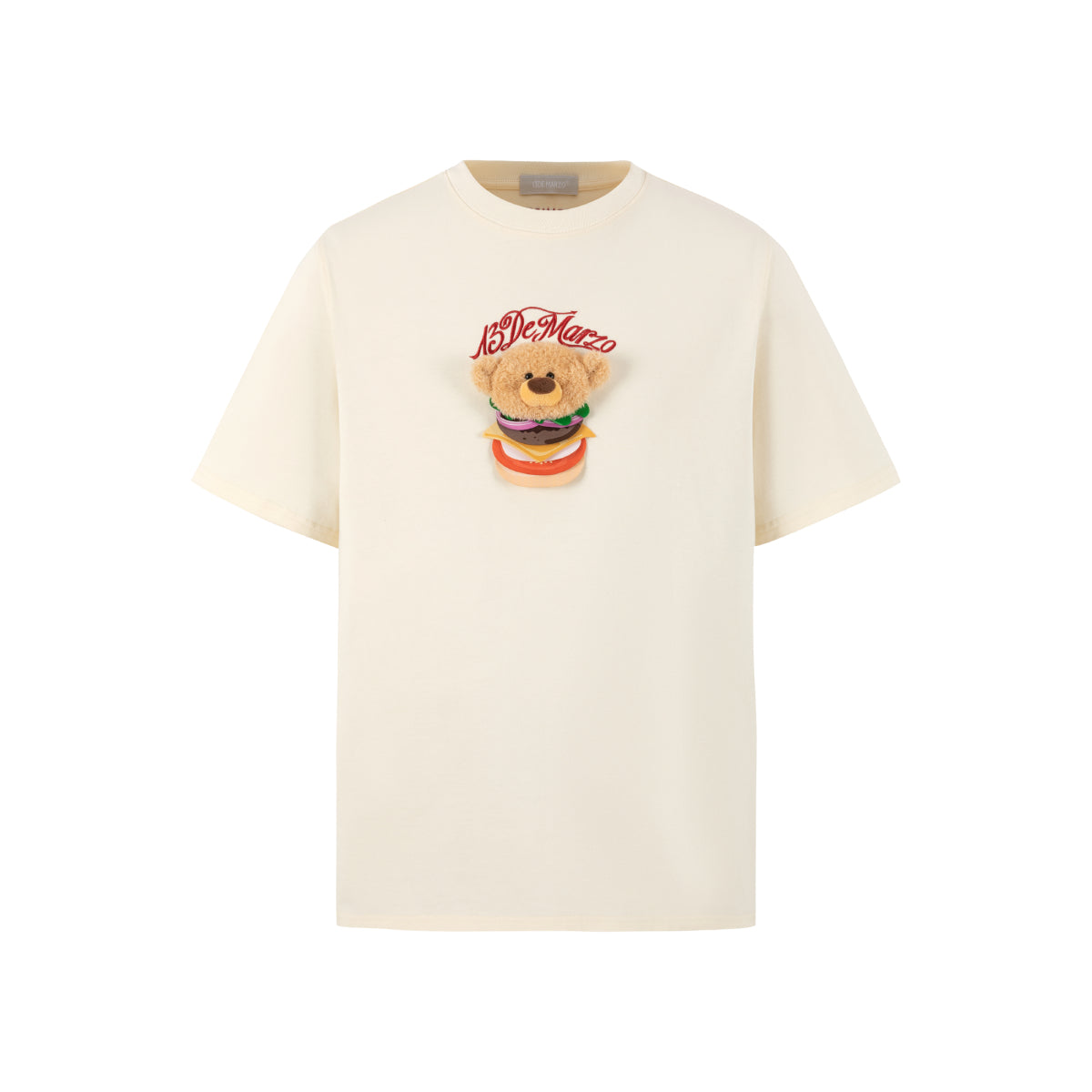 13DE MARZO Layered Hamburger T-Shirt Beige