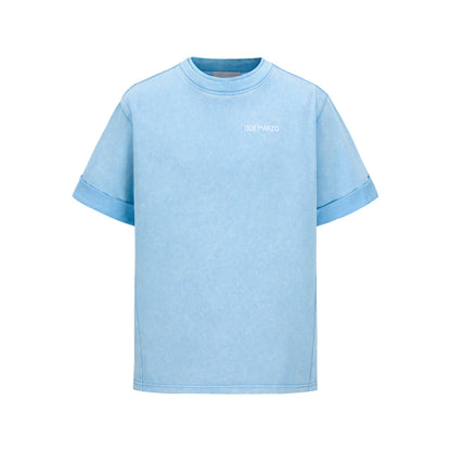 13DE MARZO Washed Sequins Logo T-Shirt Blue
