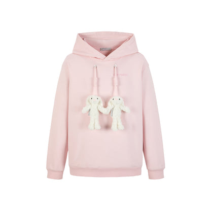 13DE MARZO Doozoo Strings Curved Logo Hoodie Pink