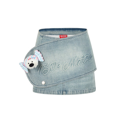 13DE MARZO X PEKO Fujiya Sweets Bear Denim Skirt Blue