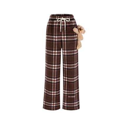 13DE MARZO Doozoo Plaid Straight Pants Brown