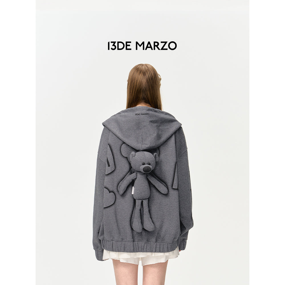 13DE MARZO Digital Logo Monogram Hoodie Gray