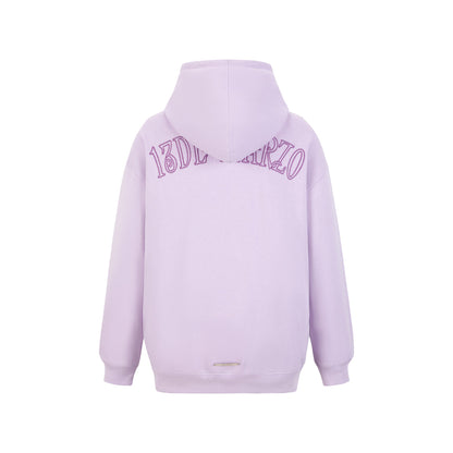 13DE MARZO Bear Embossment Pocket Hoodie Purple