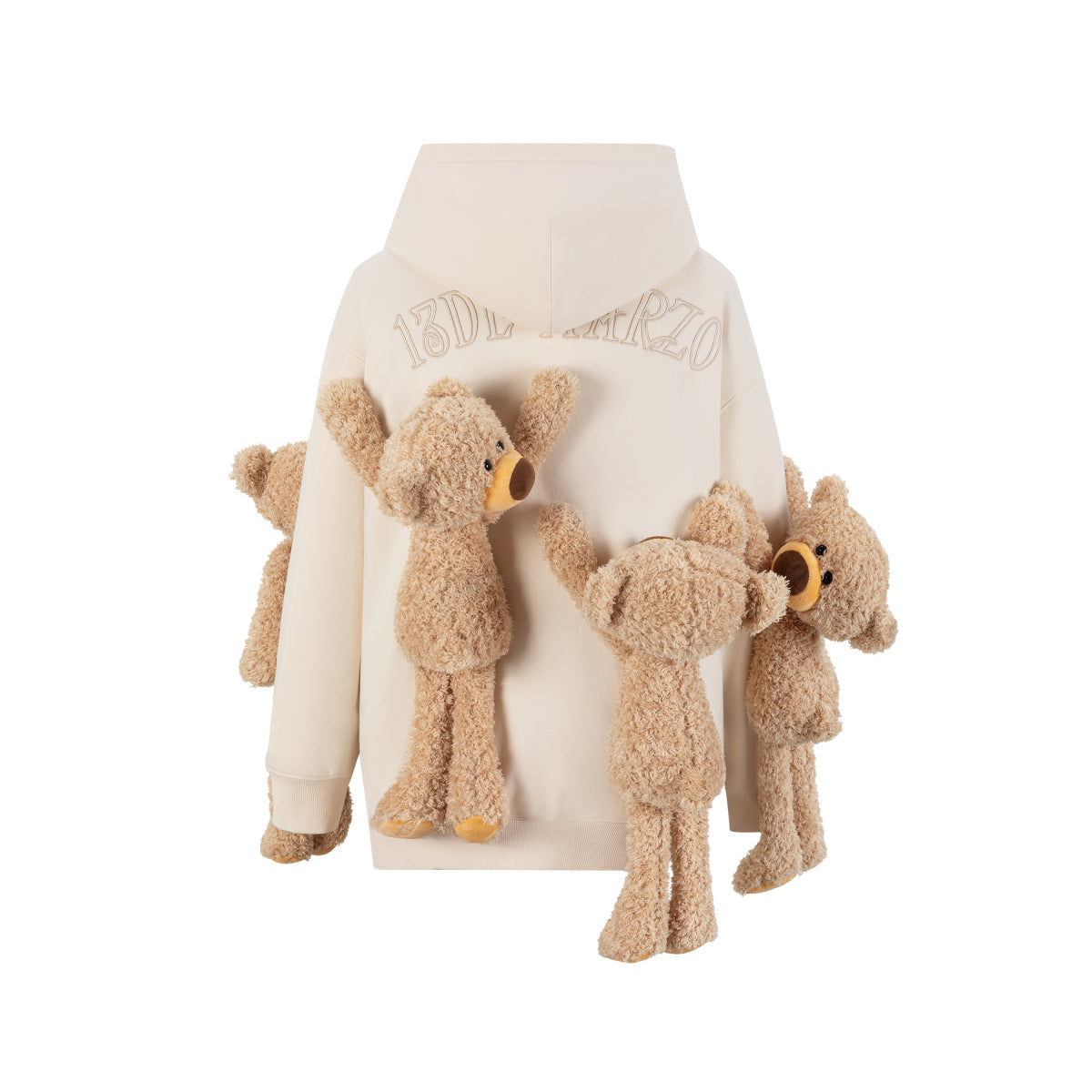 13DE MARZO Doozoo Giant Surround Bears Hoodie Beige