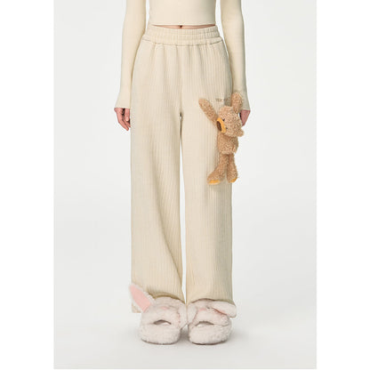 13DE MARZO Bear Corduroy Sweatpants Beige