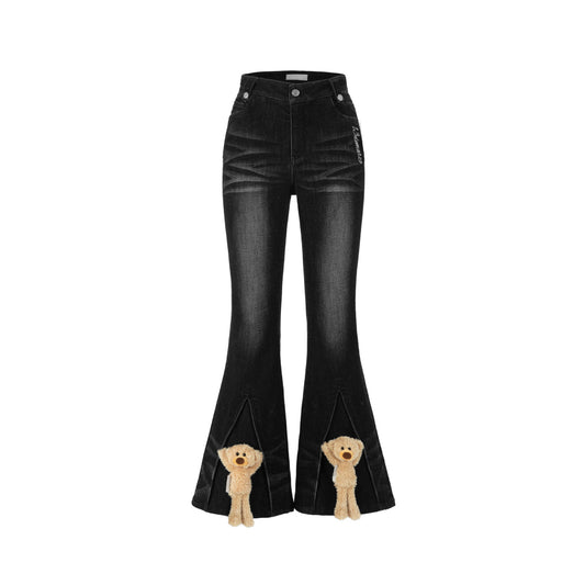 13DE MARZO Doozoo Bell-Bottoms Jeans Washed Black