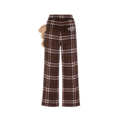 13DE MARZO Doozoo Plaid Straight Pants Brown