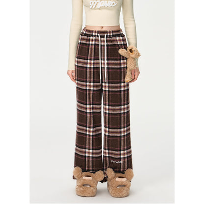 13DE MARZO Doozoo Plaid Straight Pants Brown