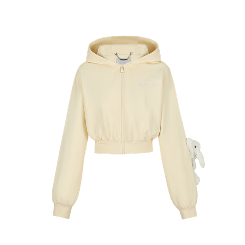 13DE MARZO Doozoo Sports Zip Up Top Beige