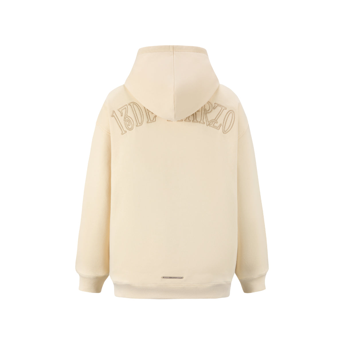 13DE MARZO Bear Embossment Pocket Hoodie Beige