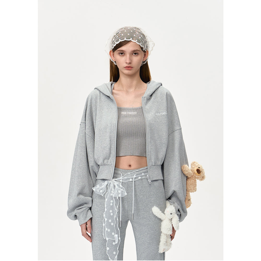 13DE MARZO Doozoo Sports Zip Up Top Gray