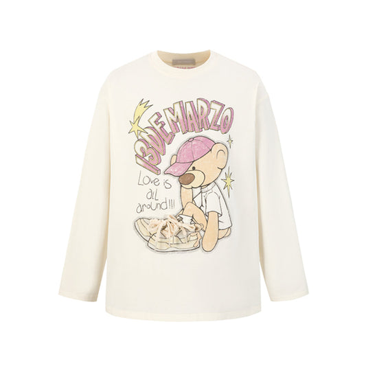 13DE MARZO Real Shoelace Anime Sweatshirt Beige