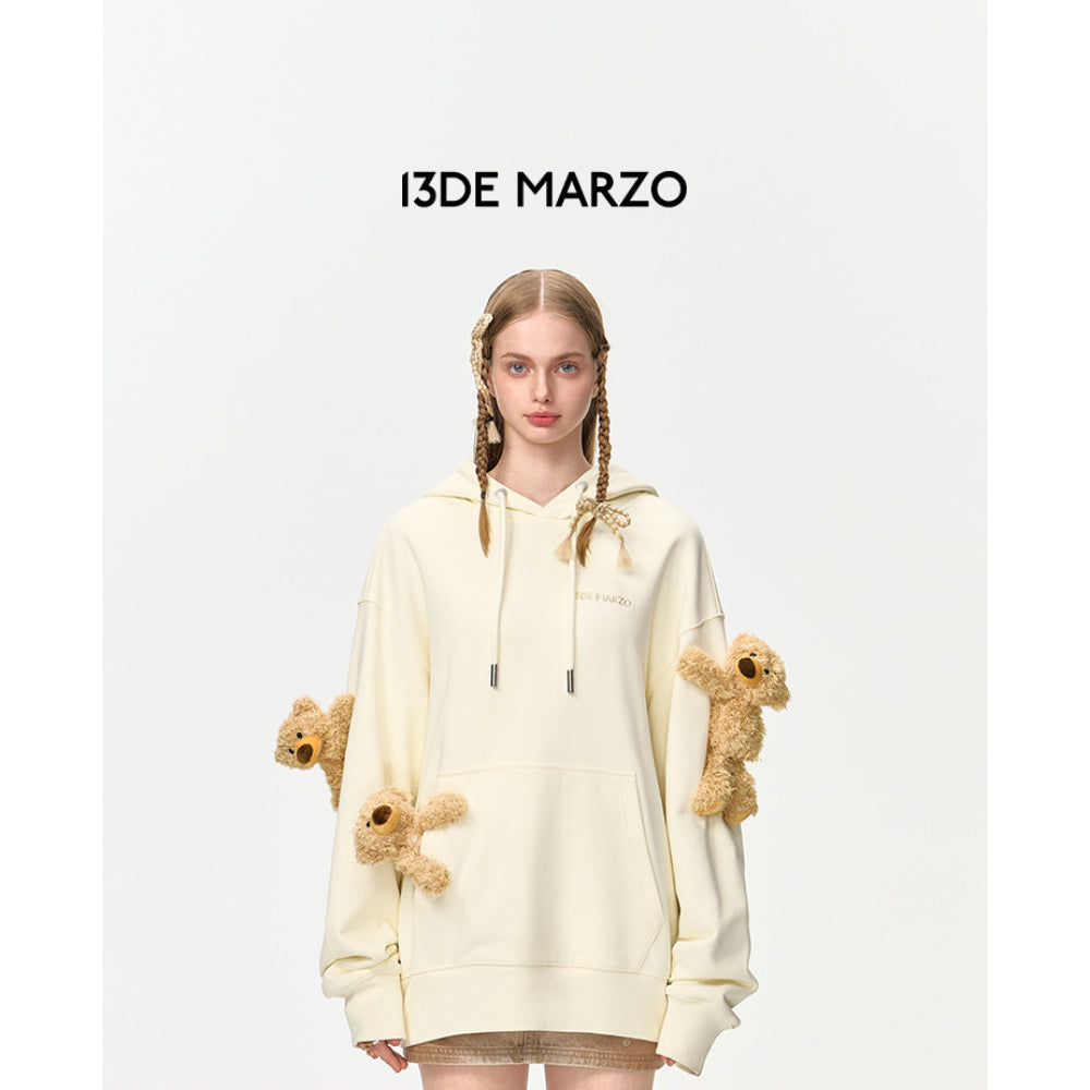 13DE MARZO Doozoo Washed Faded Hoodie Beige