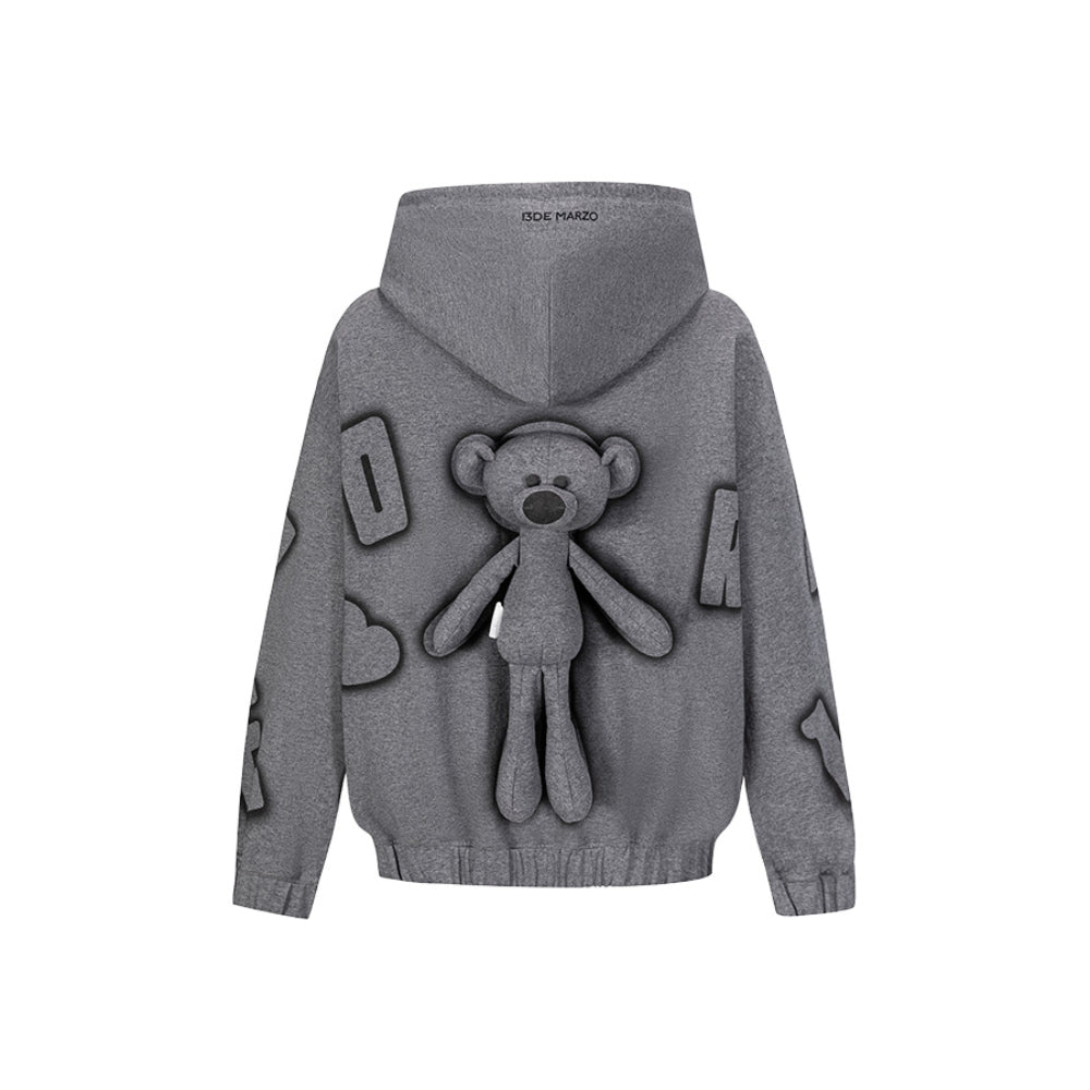 13DE MARZO Digital Logo Monogram Hoodie Gray