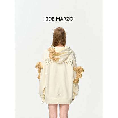 13DE MARZO Doozoo Washed Faded Hoodie Beige