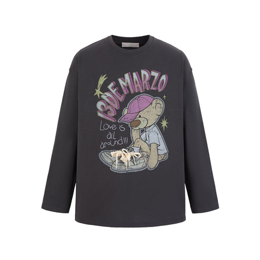 13DE MARZO Real Shoelace Anime Sweatshirt Dark Gray